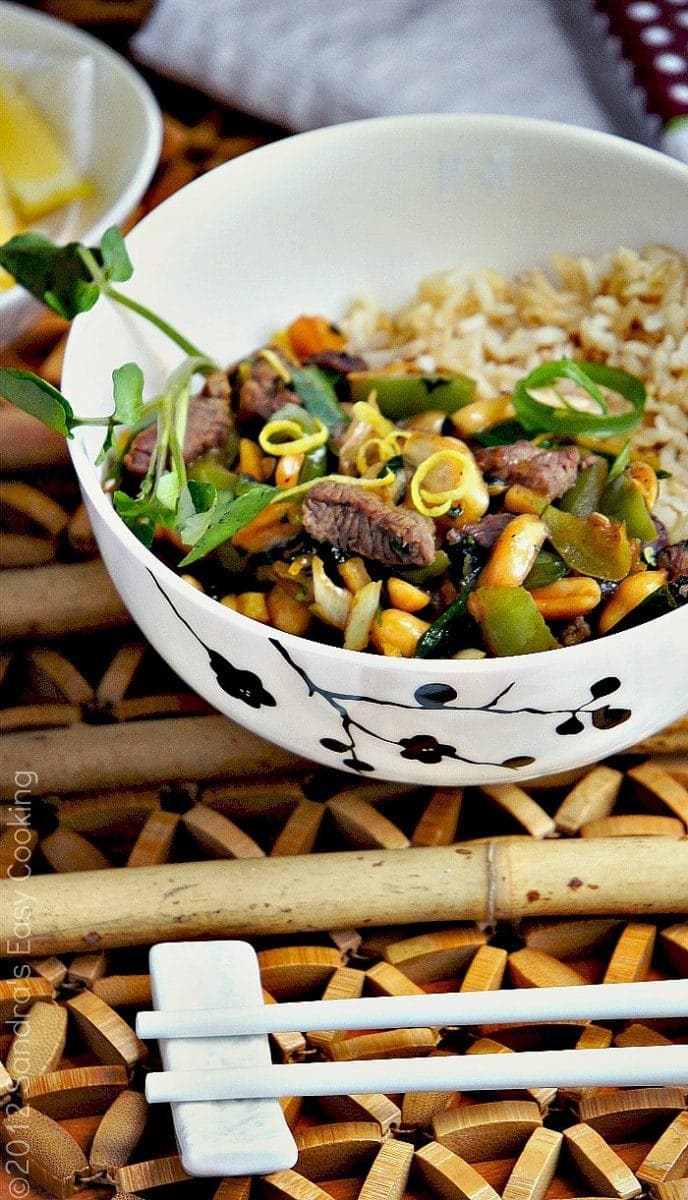 Thai Beef Stir-Fry over Brown Rice - Sandra's Easy Cooking