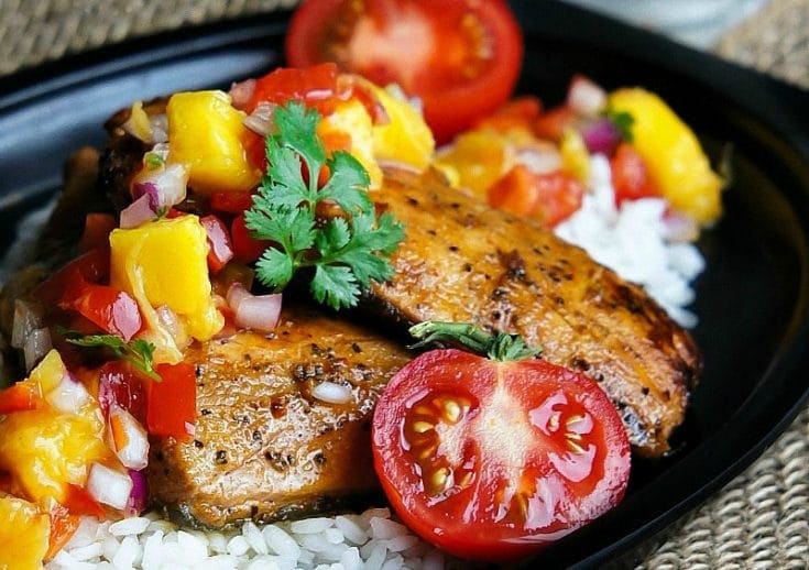 Grilled Glazed Wild Salmon with Mango Salsa