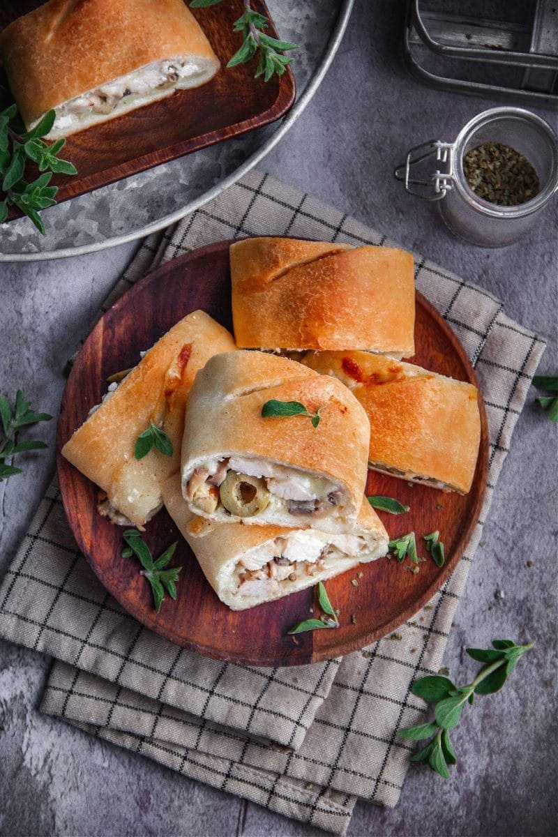 Stromboli with Greek Inspired Chicken Sandra's Easy Cooking