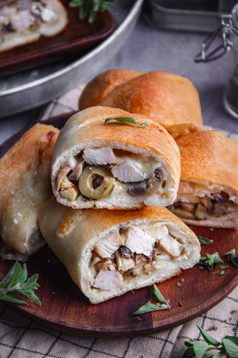 Stromboli with Greek Inspired Chicken Sandra's Easy Cooking