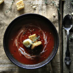Roasted Tomato Soup with Parmesan-Garlic Croutons