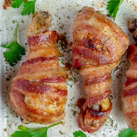 Bacon wrapped Chicken Drumsticks