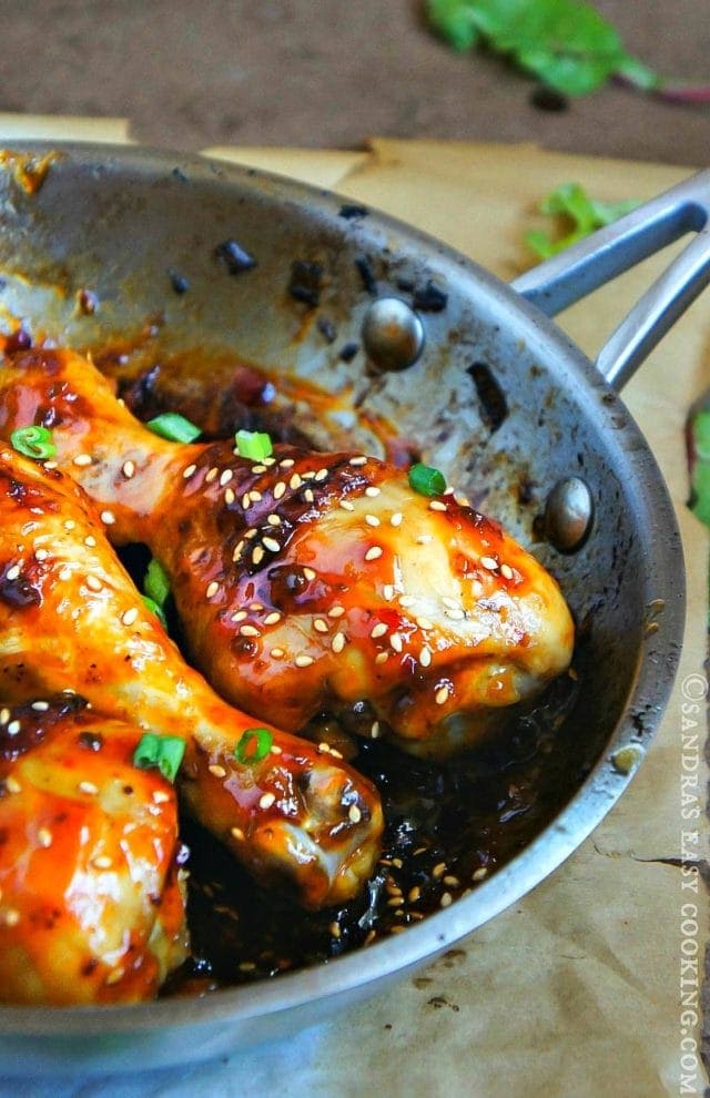 Spicy Sticky Baked Glazed Chicken Drumsticks