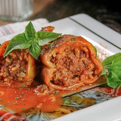 Stuffed Peppers with Ground Beef and Rice