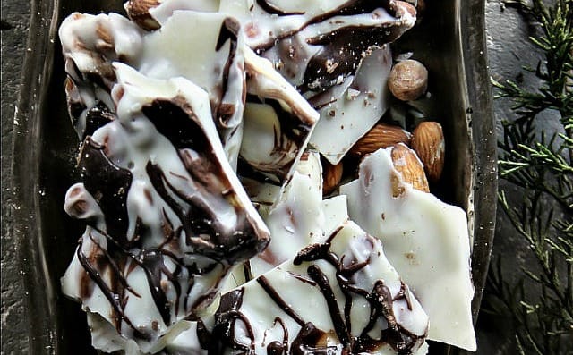 Marbled Chocolate Almond Bark with Sea Salt