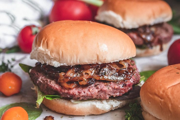 Burgers with Caramelized Onions