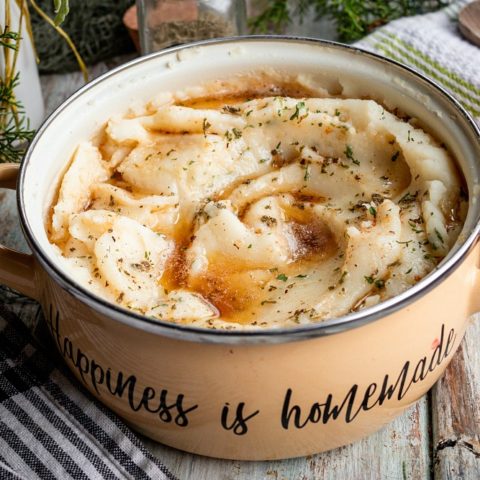 Creamy Garlic Mashed Potatoes with Brown Butter
