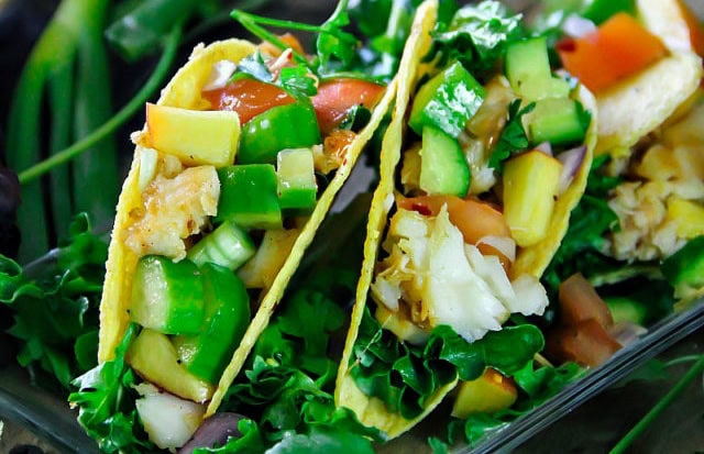 Fish Taco with Peach Salsa