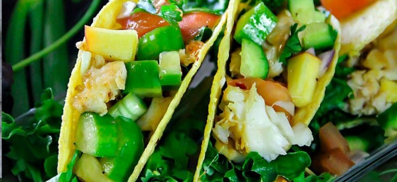 Fish Taco with Peach Salsa with a Video