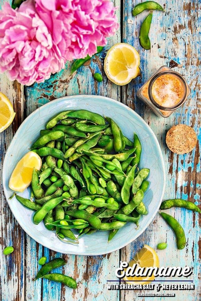 Edamame with Sriracha Sea salt and Meyer Lemon