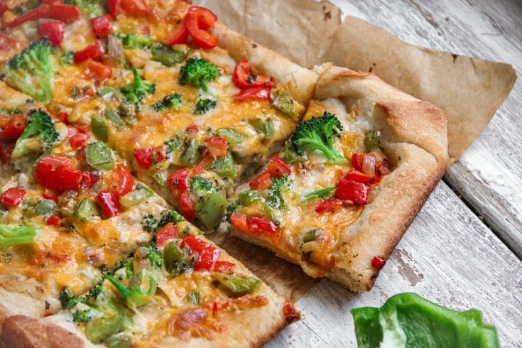 Vegetable Hummus Pizza