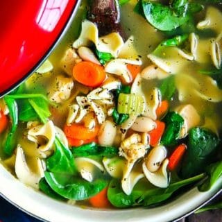 Cannellini Beans and Spinach Chicken Noodle Soup