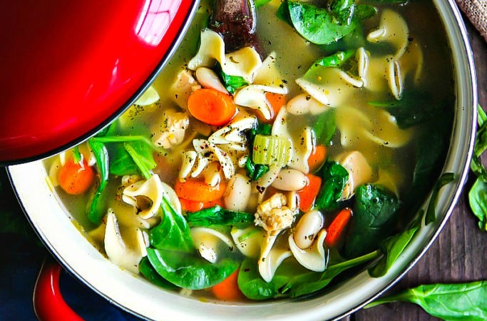 Cannellini Beans and Spinach Chicken Noodle Soup