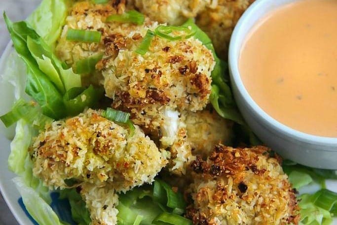 cauliflower ranch parmesan baked bites