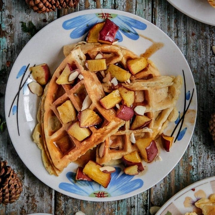 Apple Cinnamon Waffles with Apple Compote