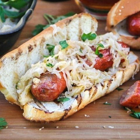 Smoked Smithfield Craft Collection Yuengling Traditional Bratwurst and Sauerkraut Hoagie
