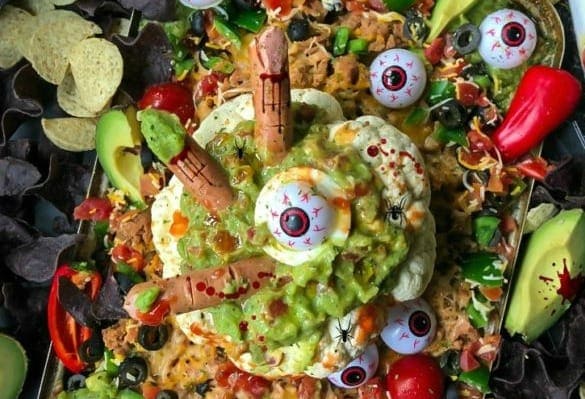 Spooky Halloween Cauliflower Bowl Bean Dip