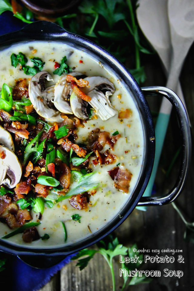 Leek, Potato and Mushroom Soup