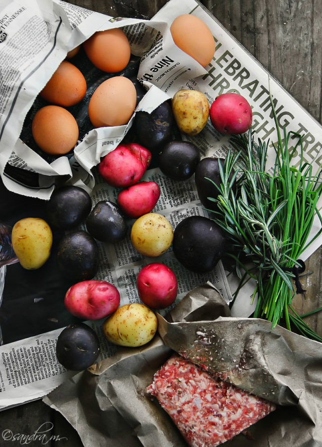 Cowboy Skillet: New Potato Medley, Italian Sausage and Eggs