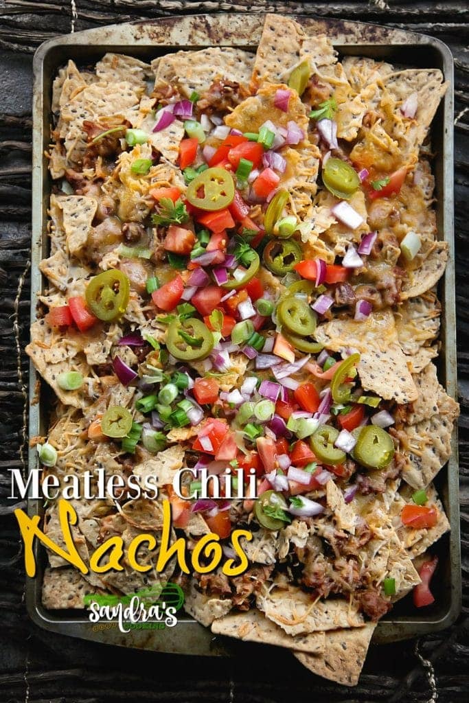 Meatless Chili Nachos Sandra's Easy Cooking Meatless Recipes