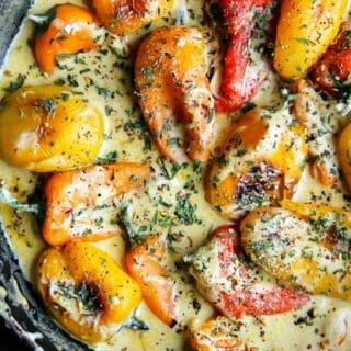 Sweet Pan-Roasted Peppers with Garlic Infused Sauce