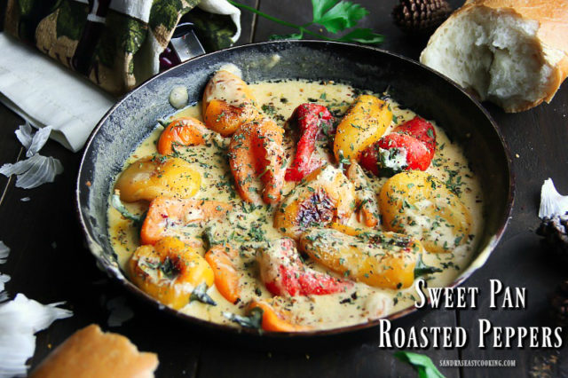 Sweet Pan Roasted Peppers with Garlic Infused Sauce Recipe 