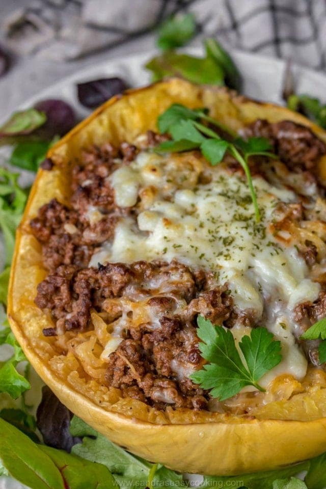 Beef and Sauce Stuffed Spaghetti Squash