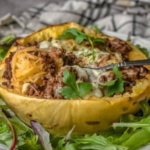 Beef and Sauce Stuffed Spaghetti Squash