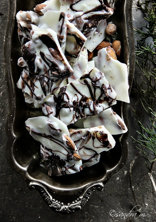 Marbled Chocolate Almond Bark with Sea Salt