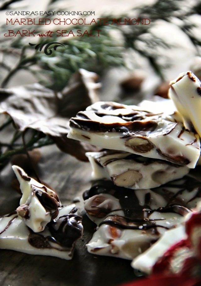 Marbled Chocolate Almond Bark with Sea Salt