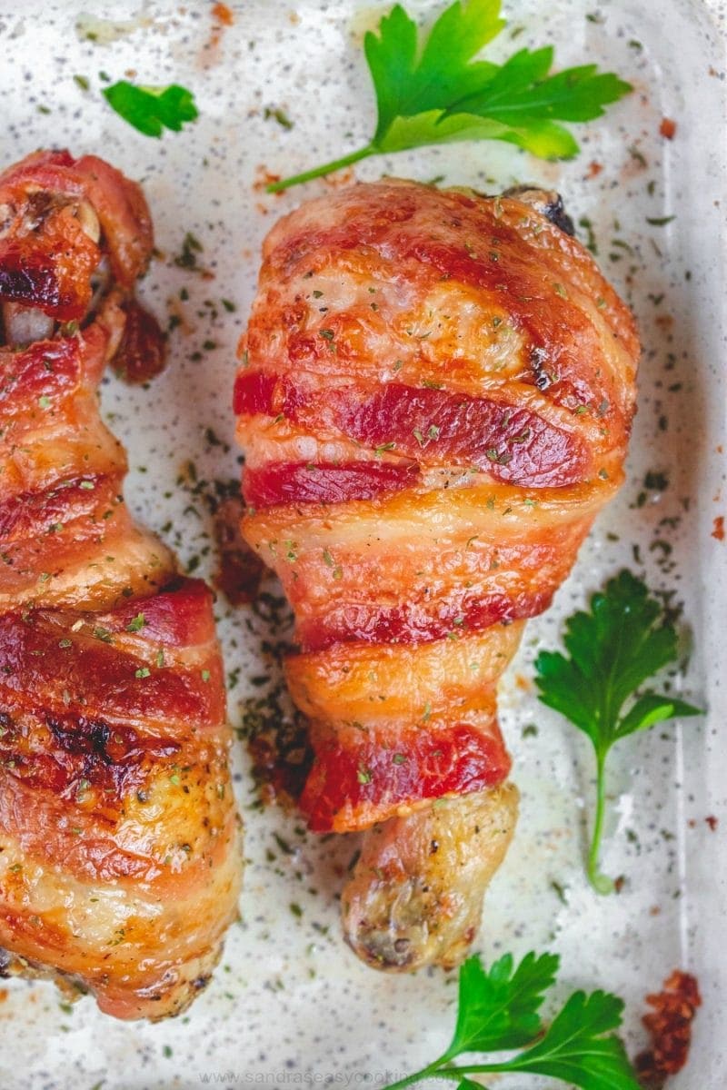 Bacon Wrapped Chicken Drumsticks Sandra's Easy Cooking