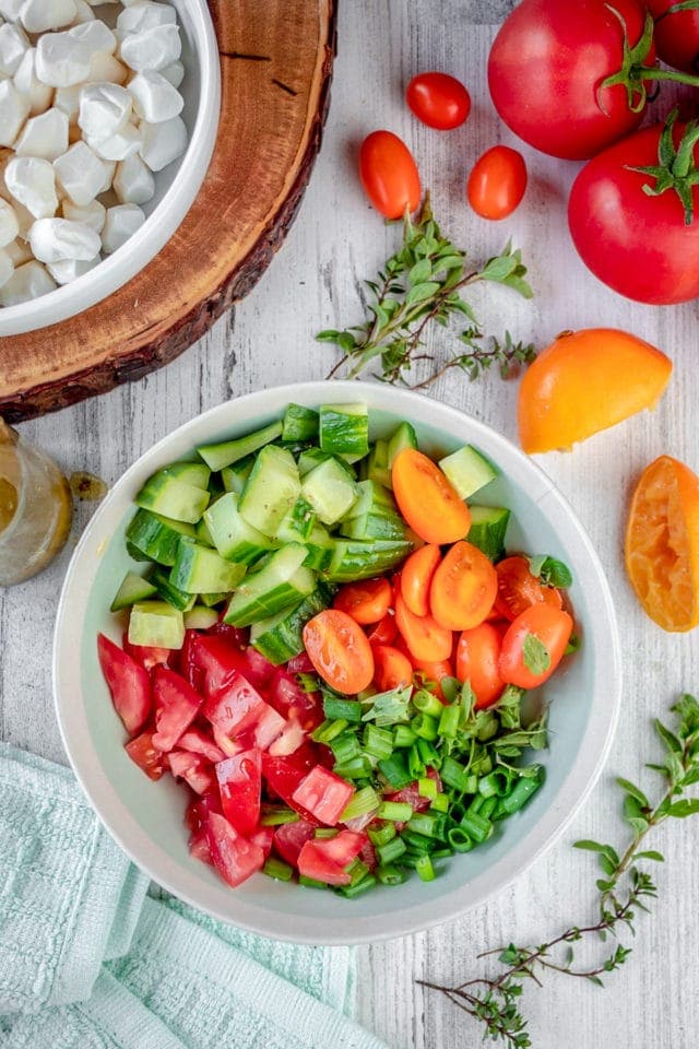 Cucumber-Tomato and Mozzarella Cheese Salad