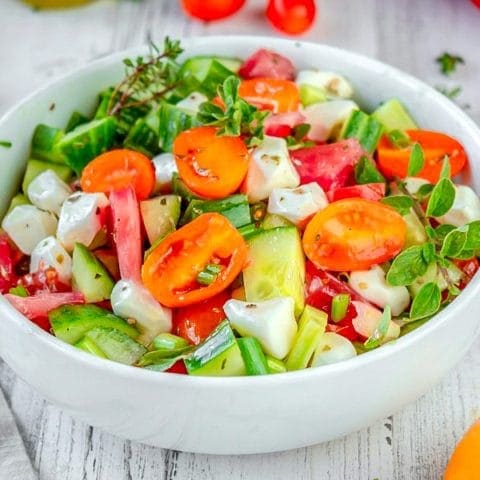 Cucumber, Tomato and Mozzarella Cheese Salad Recipe