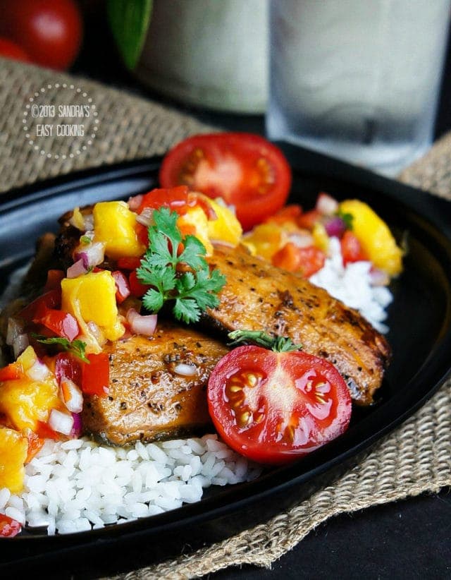 Grilled Glazed Wild Salmon with Mango Salsa