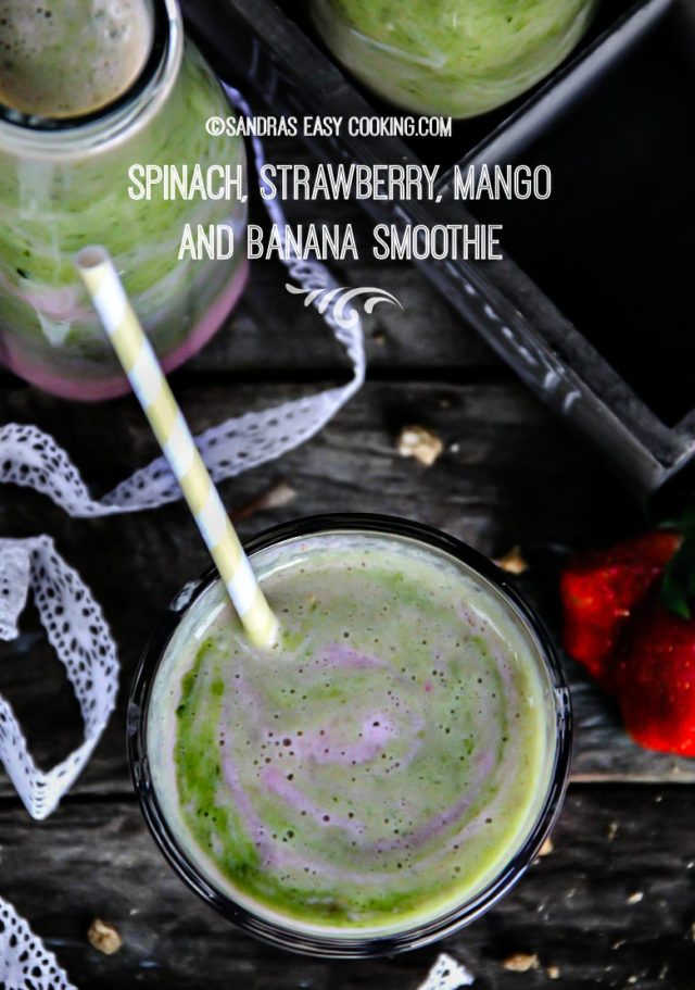 Spinach, Strawberry, Mango and Banana Smoothie