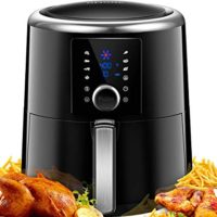 OMORC Air Fryer XL 6QT(w/Cookbook), 15-in-1 1800W Fast w/Wet Finger-Friendly Quick Knob & Touch Screen Deep Fryer Oven Large Oilless Hot Air, 8-15 Presets, Preheat, Nonstick Basket, 2-Year Warranty