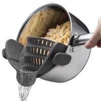 Kitchen Gizmo Snap N Strain Strainer, Clip On Silicone Colander, Fits all Pots and Bowls - Grey