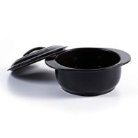 Versa Ceramic Cookware by Xtrema - Short Handled 2.5 Quart Sauce Pot with Matching Lid Cover - Dishwasher, Stove, Oven, Grill, Microwave Safe - Black
