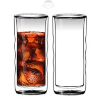 Sun's Tea(TM) 20oz Ultra Clear Strong Double Wall Insulated Thermo Wave Glass Tumbler Highball Glass for Beer/Cocktail/Lemonade/Iced Tea, Set of 2