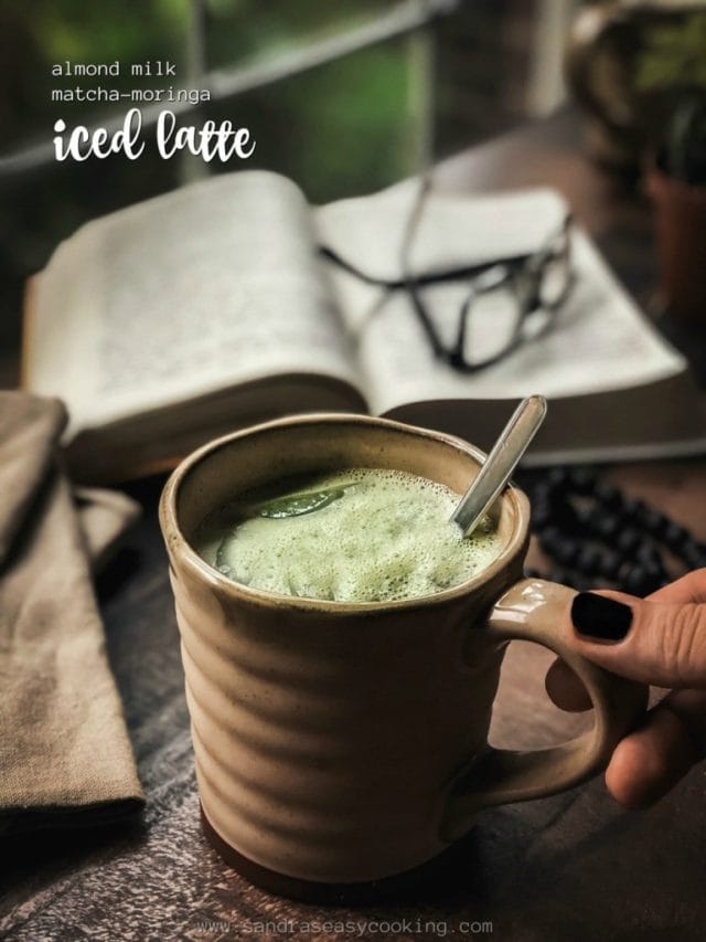 Almond Milk Matcha Moringa Iced Latte