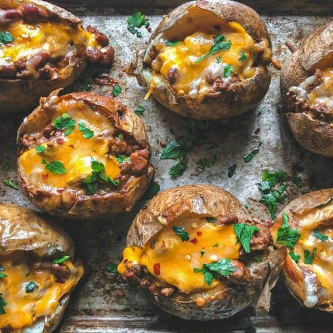 Beef Chili Baked Potatoes