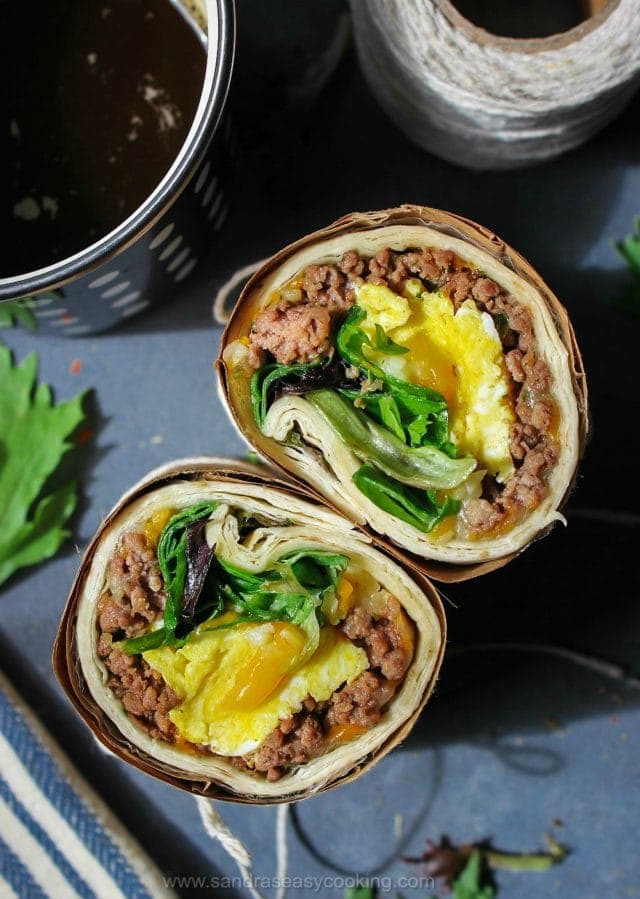 Breakfast Eggs and Beef Wrap Sandra's Easy Cooking