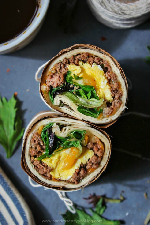Breakfast Eggs and Beef Wrap- It is a quick, yet perfectly tasty meal to get you through your busy day.