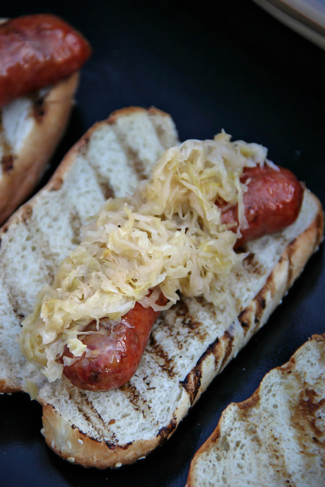 Recipe for Smoked Smithfield Craft Collection Yuengling Traditional Bratwurst and Sauerkraut Hoagie