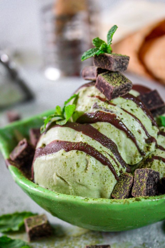 Matcha Ice Cream with Dark Chocolate