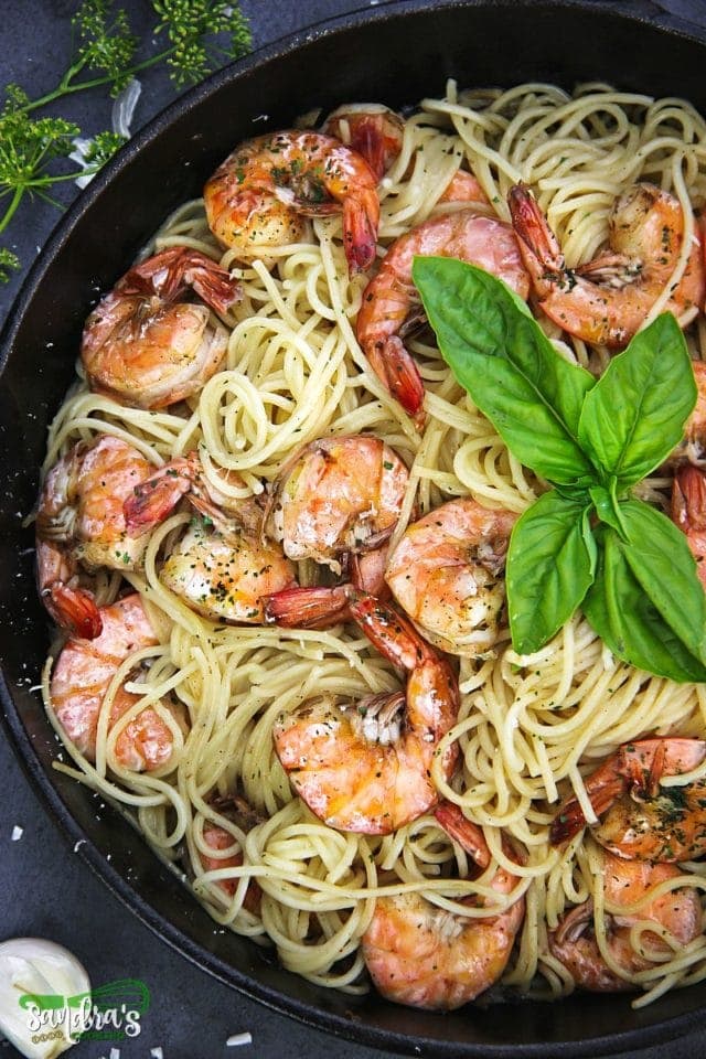 Spaghetti Aglio e Olio with Shrimp