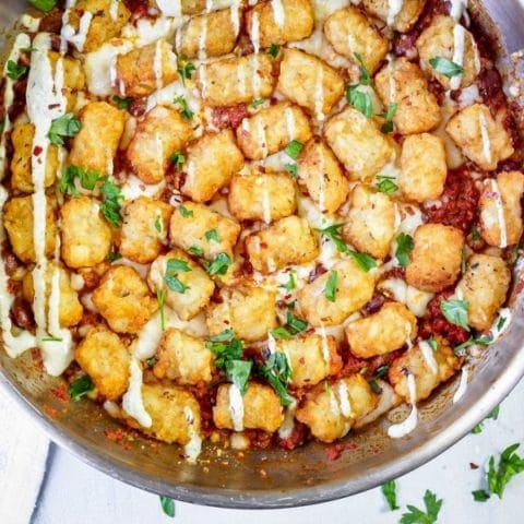 Chorizo Chili Tater Tots Casserole