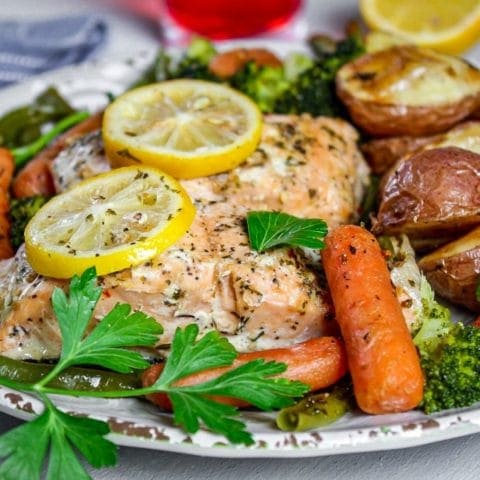 Salmon and Vegetables Sheet Pan Dinner