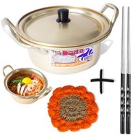 Korean Ramen Noodle Pot 6.3"(16cm) + Chopstick (1 Pair) + Dish scrubber, Made in Korea