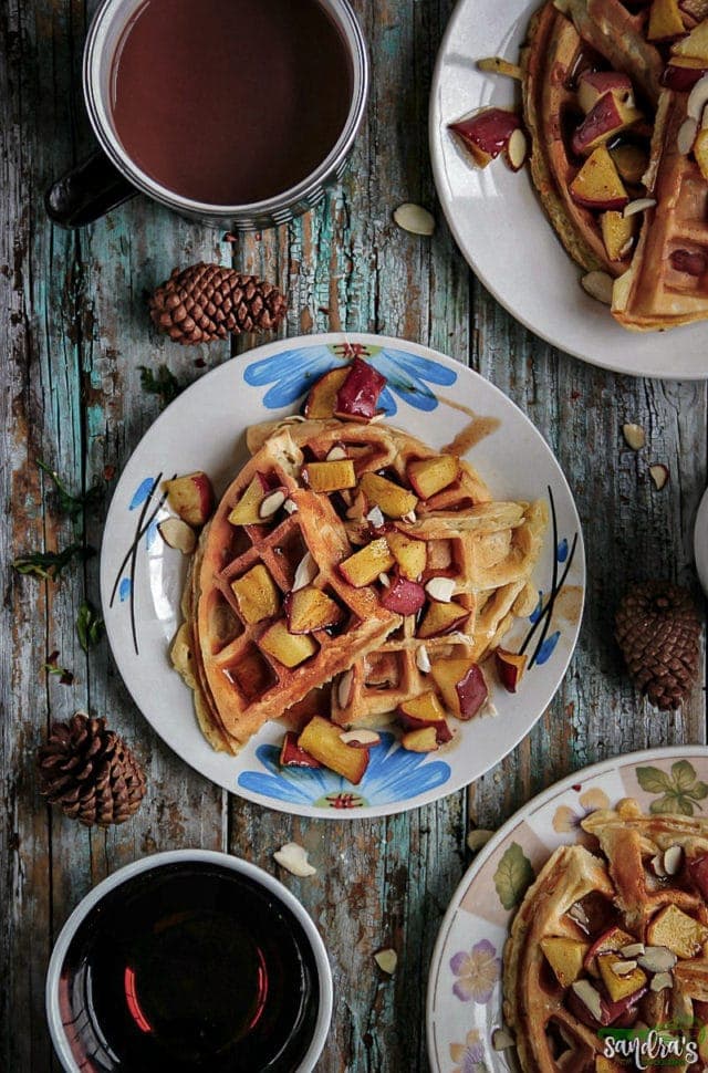 Apple Cinnamon Waffles with Apple Compote